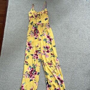 Women’s Xhilaration Yellow Flower Jumpsuit